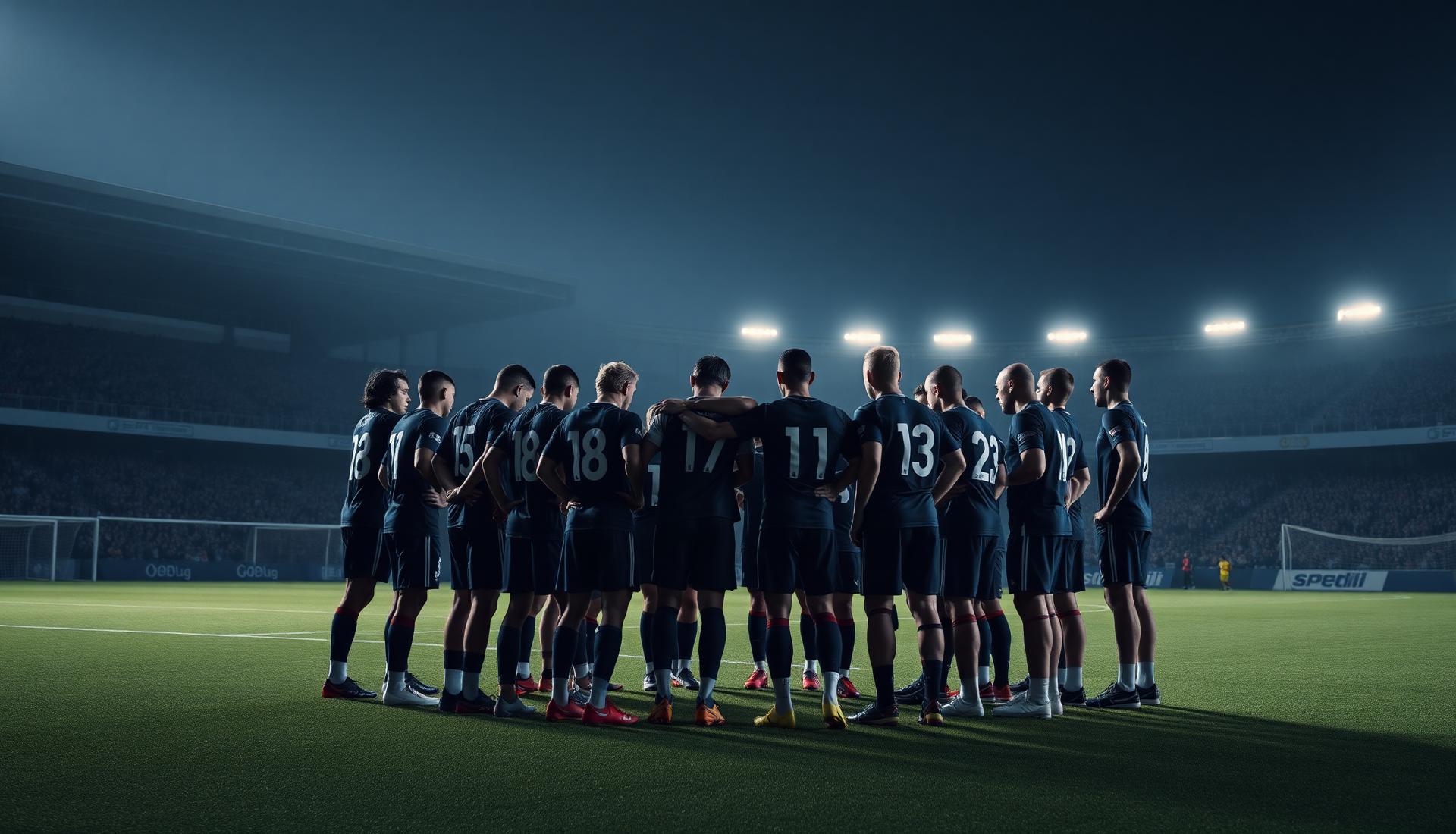 Team huddled together before match